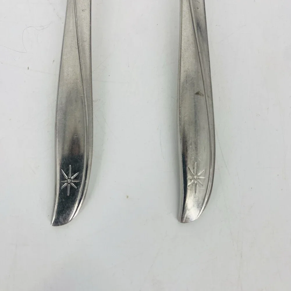 Set of 2 Oneida Community Twin Star Atomic Long Iced Tea Spoons Stainless Shiny